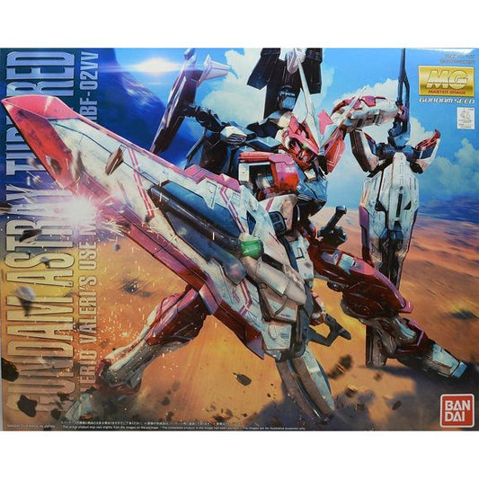 Premium-Bandai Webshop Exclusive. A variant of the Gundam Astray Red Frame featured in the side story "Gundam Seed VS Astray" appears in MG form! Its characteristic red and white inverted colors along with giant V-Fin, chin guard, and original backpack have been faithfully recreated! Gundam Astray Turn Red features 2 Tactical Arms packs that can convert between massive buster sword and stationary chain gun. A small display base is provided to help balance the weight of the Tactical Arms. Hip mounted Armor S