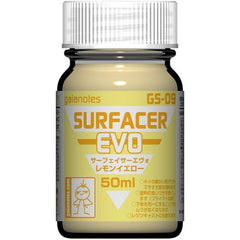 Surfacer / Primer for plastic model kits and resin garage kits.  Fill fine scratches and gaps with fine particles. Improves paint adhesion. Creates a uniform base for even finishes. Can be used with resin garage kits.

Before application, remove mold release, oil, dust, etc from your desired surface. Please mix well before use for best results.
Change your Gaia Notes Thinner depending on your application. T-01 Thinner, T-06 Brush Master (Self Levelling), or T-07 Moderate Thinner (reduced odor)

Volume: