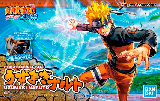 The latest addition to the Figure-rise Standard series will be featuring the fan-favorite character Uzumaki Naruto! Superior tooling in the joints of this kit allow you to achieve various action poses and signature attacks such as “Rasen Gan”, “Rasen Shuriken”, and “Shadow Clone Jutsu”! Clear chakra effect parts are included along with a designated joint that can be used to support the kit to recreate iconic scenes from the anime. Additionally, this is the first model kit from Bandai Hobby to feature built-