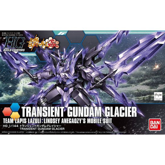 The Transient Gundam from the "Gundam Build Fighters" series re-appears in a special side story with new load out and appearance!  Numerous translucent parts are utilized to recreate this unique form.  Includes 2 lances, and special clear display stand.  Runner x 8, sticker.