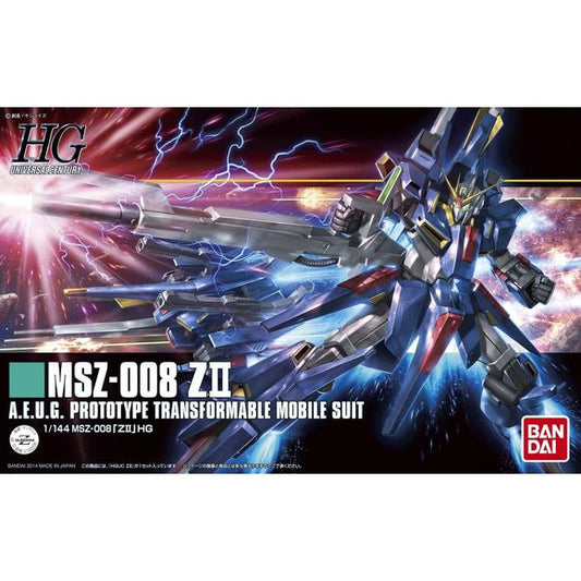 The MSZ-008 ZII finally gets a HGUC release from Bandai! Posable after assembly, it can also transform into wave rider mode if you like.  It's armed with the mega beam rifle, beam rifle, two of the Clay Bazooka, and two beam sabers.