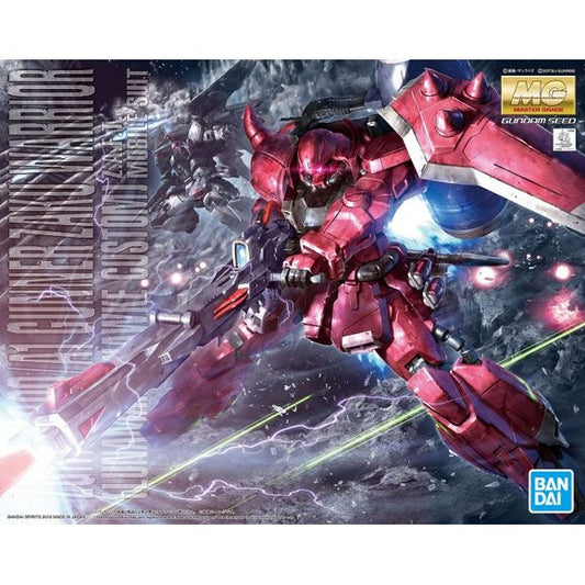Celebrating 15 years since the broadcast of "Mobile Suit Gundam Seed Destiny," Bandai is pleased to present the Gunner Zaku Warrior as a new MG kit! Using the latest MG format, it features carefully-arranged proportions, as well as minute details and gimmicks accurate to the MS. In particular, the power pipes seated in the back of the legs are made of several linked inserts, avoiding single-piece molding for ease of assembly and leg flexibility.

The mono eye can move left and right, the chest hatch can o