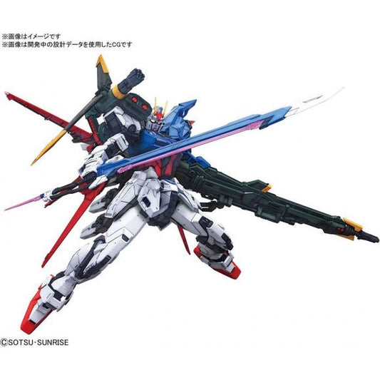 Bandai's Perfect Grade Strike Gundam has been renewed to the very latest format! Features new modeling added to various armor parts, including the head; the internal frame is now gunmetal in color, and the plated parts are chrome -- other armor parts are also issued in a different, more intense finish to give the assembled kit a fantastic impression! Yellow LED parts are also included.

[Includes]:

LED parts (yellow)
Strike armor parts 
Yale striker pack
Sword striker pack
Launcher striker pack
Te