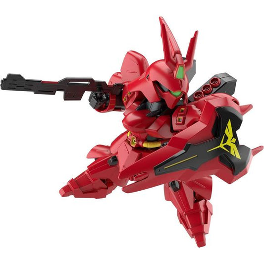 Bandai brings us a new SD EX Standard Sazabi ! This new Ex Standard Sazabi kits come molded in multiple colors and feature limited articulation so you can get that perfect pose to display them!  Foil marking stickers are also included to add extra colors and markings to your kit. Moreover, a new gimmick added with these EX Standard kits. The ability to borrow parts and combine them to make new weapons that can be used with 1/144 scale HG Gundam kits!
