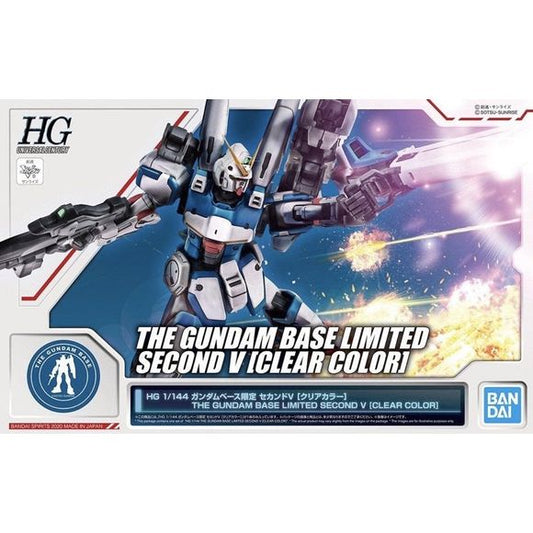 Bandai Gundam Base Limited HGUC Second V Clear Color Ver. HG 1/144 Model Kit. The kit provides full clear color mold for its armor unit, while the joints, armaments, and other connectors remains in solid color for better kit stability and durability. Assembly Required.