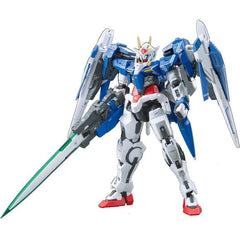 Utilizing real world technology to interpret the futuristic elements of the Gundam universe, the Real Grade series presents its version of the 00 Raiser from the Gundam 00 animated series. The iconic GN drives which act as both an energy transmission and propulsion system are modeled on the designs of the high voltage power transmission lines and propulsion systems found on real world exploration satellites. The 0 Raiser support craft has been remodeled with a more angular design to resemble the linear form