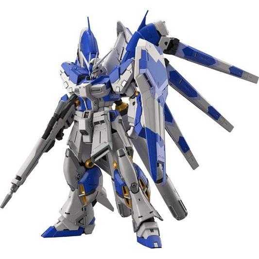 The Hi-Nu Gundam, as seen in "Mobile Suit Gundam: Char's Counterattack - Beltorchika's Children," gets a brand-new RG model-kit release from Bandai, and it's absolutely packed with details!

The Hi-Nu is equipped with a multi-link gimmick that slides the armor with the movement of its joints; the armor parts can be slid aside to expose the mechanical internal frame. Bold poses are possible by swinging the upper waist base up and down! The lumber armor is equipped with a connection joint, and its new desig