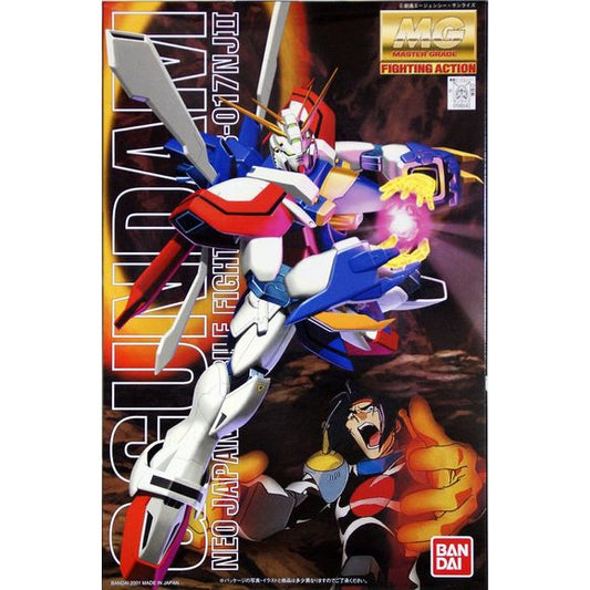 This 2001 kit from G Gundam features the new "Fighting Action" frame system. This all new design is made from ABS plastic and screws together. The resulting frame is extremely strong and holds positions without the sagging that earlier poly-cap designs suffered from. Plus it is amazingly poseable. All parts are precolored and snap together. Dry transfers for markings. Includes a figure of the pilot - Domon Kasshu. Two sets of hands - one standard and one in clear yellow to replicate the look of the energy b