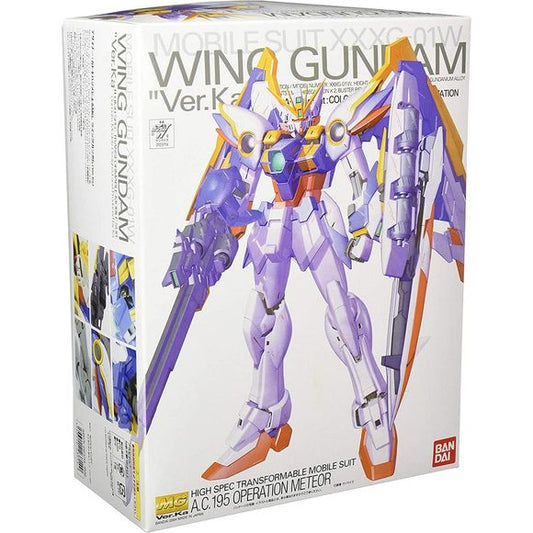 The gorgeous and ever-popular Wing Gundam gets the "Katoki" treatment, and in a Master Grade kit, no less! Katoki Hajime's designs are unique and appealing; combined with Master Grade detail and engineering, this is bound to be one of the hottest machines in the Master Grade lineup! Over 260 pieces on 13 runners, plus polycaps; everything is molded in color and snaps together, for ease of assembly -- and no need for paint! The usual foil stickers for eyes and other "glowing" parts are included, as is a shee