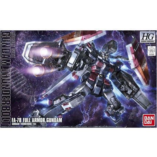 Re-release of the Thunderbolt Full Armor Gundam kit.  This Anime version receives a slight re-color from the original release.  All parts come molded in multiple colors with foil marking stickers and marking stickers included to add extra colors and details.  Just like the original release this one comes with four shields and a wide array of heavy weaponry!