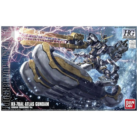 Bandai's 1/144 High Grade kit of the Atlas Gundam presents it as it was seen in "Mobile Suit Gundam Thunderbolt"! Piloted by Io Fleming, this amphibious Gundam is equipped with two beam sabers (including a blade), a railgun, a blade shield, an assault rifle, and two sub legs!
