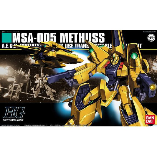 The Methuss is a transforming prototype mobile suit from Zeta Gundam often used as a support unit. Includes 2 underhand beam pistols, beam sabers and ability to transform into wave rider mode. Is compatible with Hyaku-Shiki Mega Launcher set to replicate the sequences where it is used as a power source.