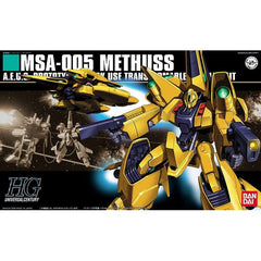 The Methuss is a transforming prototype mobile suit from Zeta Gundam often used as a support unit. Includes 2 underhand beam pistols, beam sabers and ability to transform into wave rider mode. Is compatible with Hyaku-Shiki Mega Launcher set to replicate the sequences where it is used as a power source.