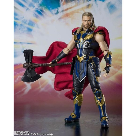 Thor joins the S.H.Figuarts line once again, this time from the new Marvel film Thor: Love and Thunder! He has been created with great detail and features premium articulation with multiple accessories.