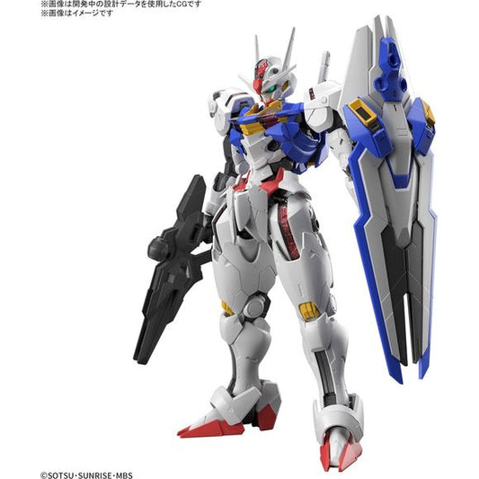Layering technology has been utilized in the clear parts to create a realistic shine to the parts that could not be achieved in the HG, and the shield can be fully separated into the 11 bits and displayed using the Witch from Mercury weapon display stand! A wide range of slide gimmicks have also been incorporated to allow for uninhibited posing in the legs and torso for a wide range of motion.