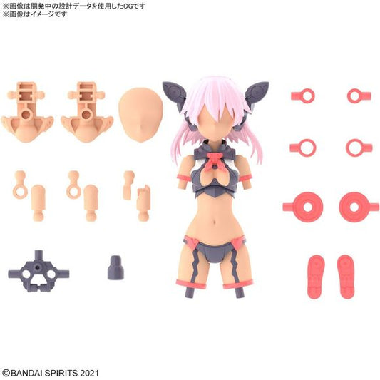 This new 30 Minute Sisters Scout Costume Parts Set allows you to customize your 30MS even further with 2 unprinted face parts and 2 types of head parts (FP-C type).


FEATURES:
- Compatible with other 30MS series parts
- Pink hairstyle parts and face parts are included.
- Smooth assembly is possible by placing runner parts in pursuit of "optimum", considering ease of assembly and work leads.

CONTENTS: 
- Scout Costume
- 2 Blank face parts
- 2 head parts
- Hairstyle parts
- Neck parts set 
- Set of joint pa