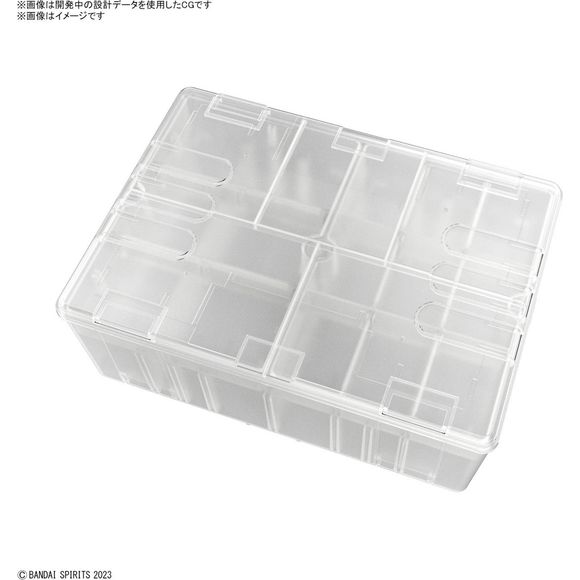 Introducing the BANDAI SPIRITS official "Multi Builders Case" that specializes in organizing plastic models, tools and materials! This is designed for plastic models in pursuit of ease, there are non-slip grooves, and numbering molds that help organize parts.

FEATURES:
- Clear color makes it easy to check the contents.
- Measures approximately 10.6 in wide x 7.5 in long x 3.7 in tall
- Large case which can store plural completed plastic models. The partition plate can be adjusted according to the plastic m