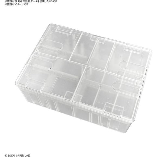 Introducing the BANDAI SPIRITS official "Multi Builders Case" that specializes in organizing plastic models, tools and materials! This is designed for plastic models in pursuit of ease, there are non-slip grooves, and numbering molds that help organize parts.

FEATURES:
- Clear color makes it easy to check the contents.
- Measures approximately 10.6 in wide x 7.5 in long x 3.7 in tall
- Large case which can store plural completed plastic models. The partition plate can be adjusted according to the plastic m