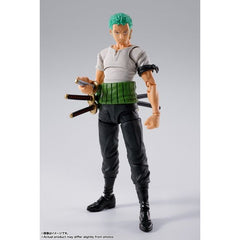 From the TV anime "ONE PIECE" comes a completely new model of "Roronoa Zoro" wearing the East Blue costume! Dynamic poses are possible by using soft parts in addition to the overwhelming range of motion. [Bonus parts] Body, Replacement wrist parts left and right, 3 types each, 2 types of replacement facial parts (normal head), 2 types of replacement facial parts (tenugui head), Set of sword for belt, 3 types of swords for batting [Bonus parts] Replacement facial expression parts for "S.H.Figuarts Monkey D.
