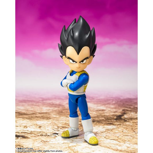 Vegeta from Dragon Ball DAIMA scheduled to be released in the fall of 2024 has been transformed into S.H. Figuarts with the size of the image in the play and a unique movable structure! [Set Contents] Body, Replacement wrist left and right 3 types each, 3 types of replacement expression parts, Replacement head, Replacement arms