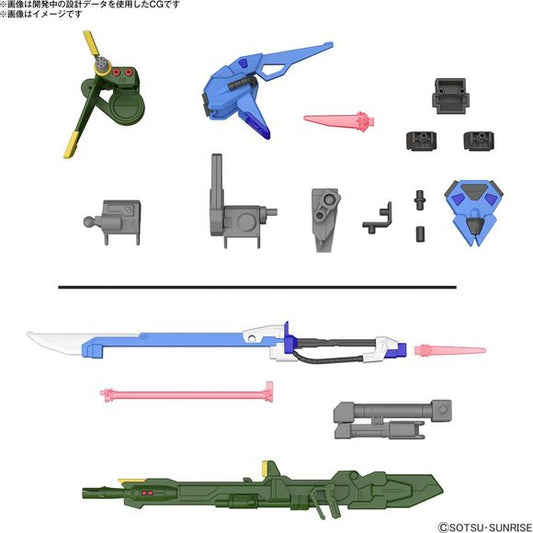 This option parts set from Bandai includes everything you need to convert your Entry Grade 1/144 Strike Gundam into Launcher Strike Gundam or Sword Strike Gundam, and the set is also compatible with other HG items!