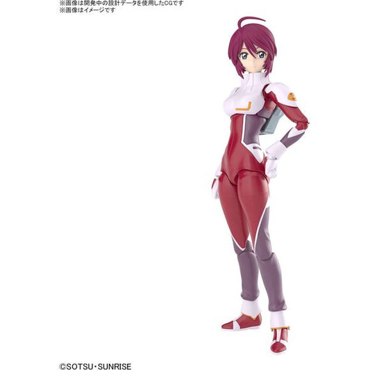 Lunamaria Hawk from "Mobile Suit Gundam Seed Destiny" gets a new "Figure-rise Standard" action-figure kit from Bandai, wearing her pilot suit! One of her interchangeable facial expressions is pad-printed, and the other two are waterslide decals. The visor of her helmet can be removed, so you'll be able to display her with different expressions with the helmet on. Recombinable body parts are included that use a soft material for the inner part, and eight different hands are also included for just about any s