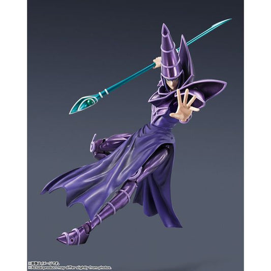 The legendary monster "Dark Magician"" from 'Yu-Gi-Oh! Duel Monsters' is joining the S.H.MonsterArts series! [Set Contents] Main body, 4 types of interchangeable wrist parts (left and right), 2 types of interchangeable facial parts, Interchangeable hair parts, Magician's Rod, ""Black Magic"" effect parts, Full set of black magic circle effect parts, Full set of dedicated pedestal