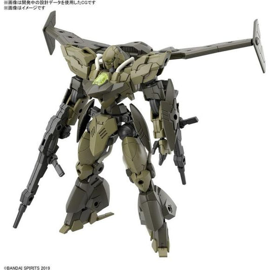The Verdenova, the Byron Army's first new flying type mecha, is now joining the "30MM (30 Minutes Missions)" lineup from Bandai! Two interchangeable heads can be made from the parts in this kit; the rifle can be attached to backpacks and other 3mm joints using the included joint parts. The backpack and chest part can be separated and used as a flight unit, and two types of backpack joints are included to connect it to various items. Multi-joints are also included for customization. Order it for your own col