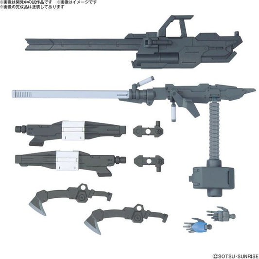 The Large Railgun joins the "Gunpla Option Parts" lineup from Bandai! This set not only includes a large railgun and a long-range railgun, but also a short-barrel cannon, assault knife, and more weapons seen in "Mobile Suit Gundam Iron-Blooded Orphans"! Soft material is used for the long-range railgun bandolier; the short-barrel cannon can be attached to various models by using the included joint parts. A pair of open hands for Gundam Vidar are also included! Order yours today!

[Set Contents]:

Short-barre