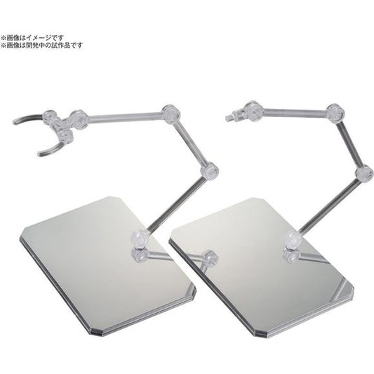 Bandai's extremely useful Action Base 6 (Clear Color), which is perfect for displaying small plastic models, is now available as a set with mirror stickers that expand the range of your display options! Use the mirror stickers to enjoy different angles of display. A protective film is attached to the mirror sticker, so you won't have to worry about fingerprints while you're putting the sticker in place, and an auxiliary sticker for peeling off the protective film is included as well