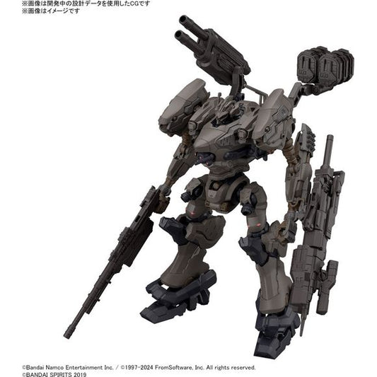 Bandai adds items from the game "Armored Core VI Fires of Rubicon" to their "30MM (30 Minutes Missions)" model-kit series! The impressive armored core Nightfall, piloted by Raven, helps debut the new lineup! The head, core, arms, and legs each use the same structure as other "30MM" items, allowing you to enjoy them as a plastic model kit just like in the game; 3mm joints are used to attach both shoulder weapons and some left-handed weapons. The left-handed weapon PB-0-33M Ashmead comes with replacement part