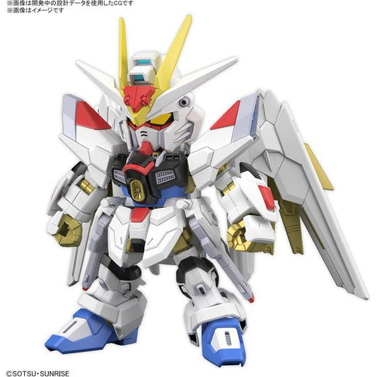 The Mighty Strike Freedom Gundam from "Mobile Suit Gundam Seed Freedom" will be joining the "SD Gundam Cross Silhouette" model-kit lineup from Bandai! This kit includes two different types of internal frames: a taller one (CS) and a shorter, more "super-deformed" version (SD) unique to the SD Gundam Cross Silhouette series. Gold-colored parts reproduce its distinctive appearance; by replacing the parts inside the head, you can choose to display it with or without eyes. The Proud Defender can reproduce its f
