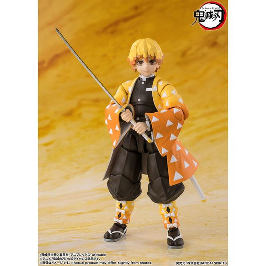 PRE-ORDER: Expected to ship in October of 2025

Agatsuma Zenitsu has arrived to S.H.Figuarts. With its incredible range of motion, you can even recreate his "bolt flash" pose. [Set Contents] Main Body, Interchangeable wrist parts: 4 left, 3 right, Interchangeable facial parts: 4, Nichirin sword, Sheath [Bonus parts] Interchangeable facial parts for "S.H.Figuarts Kamado Tanjiro" (sold separately)