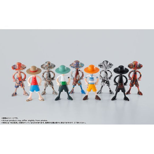 "LUFFY's" is now available in a closed box type! The first release is themed on "Memories of Adventure." The lineup includes designs based on the original comics, animation, and costumes, as well as "Memories of Adventure" related to "ONE PIECE"! The size is 1/20 of Luffy's height.
Total height: approx. 8.6cm. A memory of "ONE PIECE" in your hands.

You will receive a full set of 10