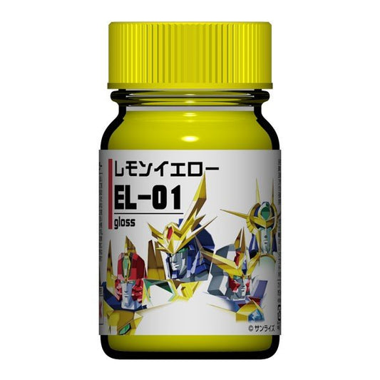 Gaianotes Lacquer based paints are formulated in Japan specifically with the hobbyist in mind. This line of paint features highly pigmented rich, vibrant colors which will bring excellent details to your next project.  The Eldran Series of colors offers common colors from mecha such as Go-Saurer.  The Yellow is made for the body of Go-Saurer. Powerful and strongly colored, you can take your model to the next level. Volume: 15 ml (0.5 oz).

Continental USA shipping only.  Ground service only.