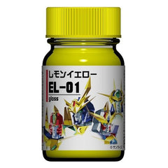 Gaianotes Lacquer based paints are formulated in Japan specifically with the hobbyist in mind. This line of paint features highly pigmented rich, vibrant colors which will bring excellent details to your next project.  The Eldran Series of colors offers common colors from mecha such as Go-Saurer.  The Yellow is made for the body of Go-Saurer. Powerful and strongly colored, you can take your model to the next level. Volume: 15 ml (0.5 oz).

Continental USA shipping only.  Ground service only.