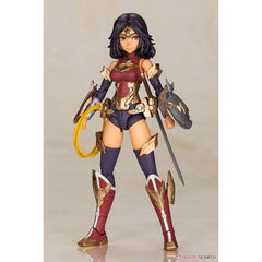 One of The Big Three of DC COMICS, Wonder Woman returns as a plastic model kit based on a new original illustration by the beloved Fumikane Shimada!

Three face parts are included (normal front-facing, normal left-facing, and yelling).
Sword, shield, the Lasso of Truth, various armor parts, shield effect parts, and a simple base are included in this kit. 
Each joint has a wide range of flexibility to allow for diverse posing such as crossing the arms like in the comics. 

*This product is a plastic mo