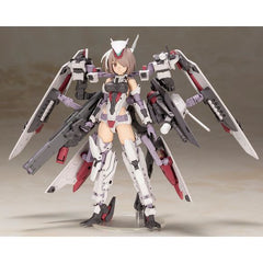 Kotobukiya's original character Kongo returns to their "Frame Arms Girl" figure-kit lineup! Designed by Takayuki Yanase, Kongo has been turned into a figure based on an illustration by Fumikane Shimada! This completely new Frame Arms Girl kit can reproduce various forms by transforming and recombining the large armaments; she comes with standard hands and feet. Her head can be changed from an armed state to an unarmed state, and three prepainted face parts are included. Her waist armor is movable, and the r