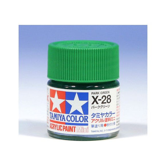 Tamiya Color Mini X-28 Park Green Acrylic Paint 10ml | Galactic Toys & Collectibles