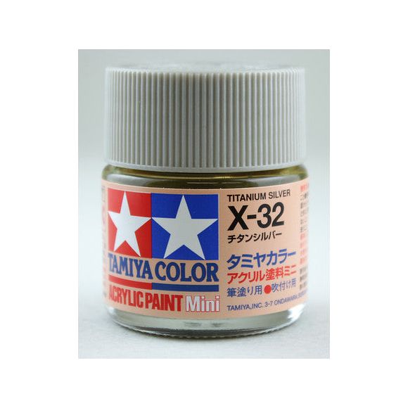 Tamiya Acrylic Paints are made from water-soluble acrylic resins and are excellent for either brush or spray painting. These paints can be used on styrol resins, styrofoam, wood, plus all of the common model plastics. The paint covers well, flows smoothly with no blushing or fading, and can be blended easily. 10ml screw top bottle. 

Proper ratio for paint thickness differs according to weather conditions. Rough guidelines of thinning ratio is 2:1-3:1 ( Tamiya Acrylic paint : thinner).

Continental US S