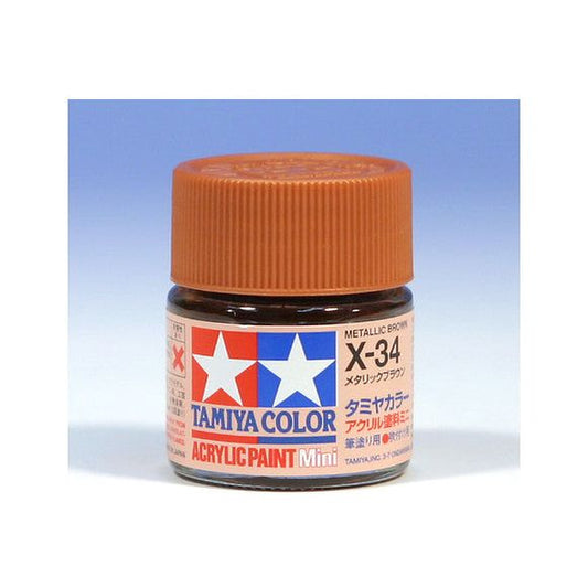 Tamiya Color Mini X-34 Metallic Brown Acrylic Paint 10ml | Galactic Toys & Collectibles