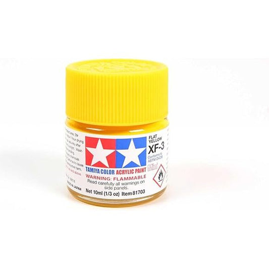 Tamiya Acrylic Paints are made from water-soluble acrylic resins and are excellent for either brush or spray painting. These paints can be used on styrol resins, styrofoam, wood, plus all of the common model plastics. The paint covers well, flows smoothly with no blushing or fading, and can be blended easily. 10ml screw top bottle. 

Proper ratio for paint thickness differs according to weather conditions. Rough guidelines of thinning ratio is 2:1-3:1 ( Tamiya Acrylic paint : thinner).

Continental US S