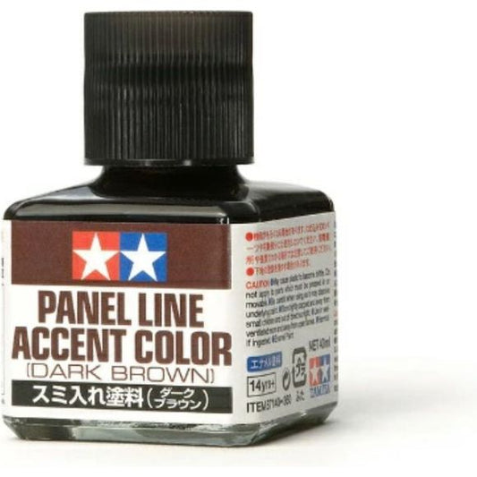 Tamiya Panel Line enamel paints are ideal for highlighting panel lines and other details to give your model a more realistic depth. The paint has been pre-diluted into the ideal viscosity and can be easily applied into crevasses such as panel lines with the brush on the bottle cap. Once dried, any excess may be cleaned up by using enamel thinner. (Bottle contains 40ml)

Continental US Shipping Only