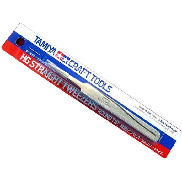 Tamiya 74109 HG Straight Tweezers (Round Tip) For Plastic Models | Galactic Toys & Collectibles