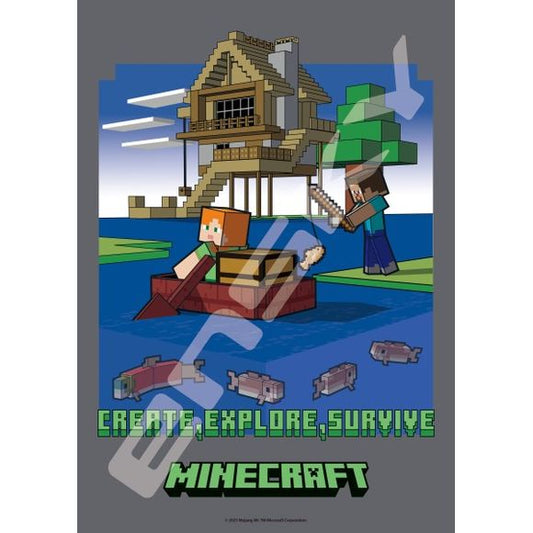 Adventure, building, and sometimes even fighting in a free world with no scenario and no rules?
There are endless ways to play alone or with friends!

This Fishing Minecraft Puzzle will measure approximately 7.2 in x 10.1 in once completed. Accessories: Puzzle glue, Glue Spatula, piece request postcard