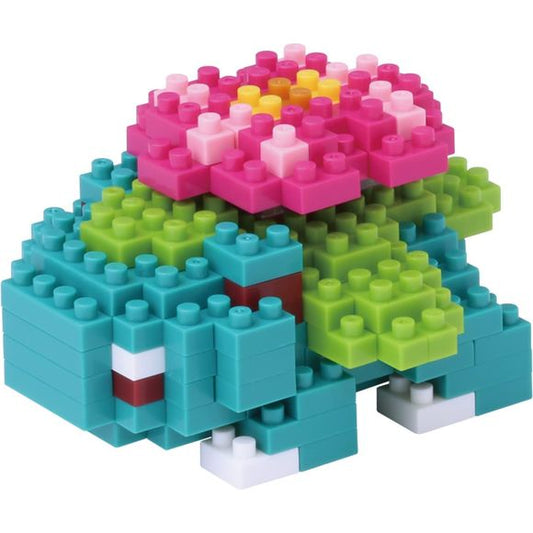 Nanoblock is a micro-sized building block designed in japan since 2008. Fun to build, Attractive to display, interesting to collect. a piece of nanoblock is the start of infinite creativity.

Venusaur from Nanoblock's Pokémon Collection series stands approximately 1.4" tall and has 160 pieces. This kit features all the details one would expect and is fun and easy to build! This is considered an entry level kit.