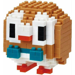 Nanoblock is a micro-=sized building block designed in japan since 2008. Fun to build, Attractive to display, interesting to collect. a piece of nanoblock is the start of infinite creativity. Rowlet from Nanoblock's Pokémon Collection Series stands approximately 2.3" tall and has 170 pieces