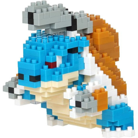 Nanoblock is a micro-=sized building block designed in japan since 2008. Fun to build, Attractive to display, interesting to collect. a piece of nanoblock is the start of infinite creativity. Blastoise from "Pokemon" gets a new Nano Block figure kit! All the Nano Block pieces you need to assemble your own Blastoise are included; the huge cannon on his back and the rocket cannons on both arms are included.