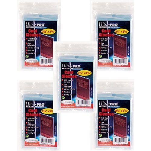 These ultra clear protective sleeves are great for protecting your standard-sized collectible cards. These are typically used to provide extra lining inside rigid toploaders. Acid free - no PVC. Quantity: 100 per pack. (Total 5 PACKS) for 500 total sleeves.