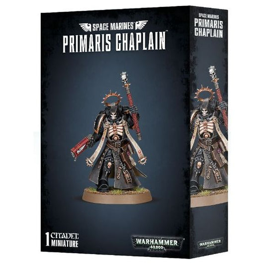 This multi-part plastic kit contains the parts necessary to assemble a Primaris Chaplain